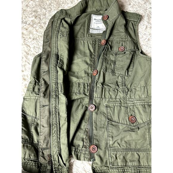 Ambercrombie & Fitch Outdoor Army Green Utility Vest Women Size Medium Hiking - Picture 6 of 8